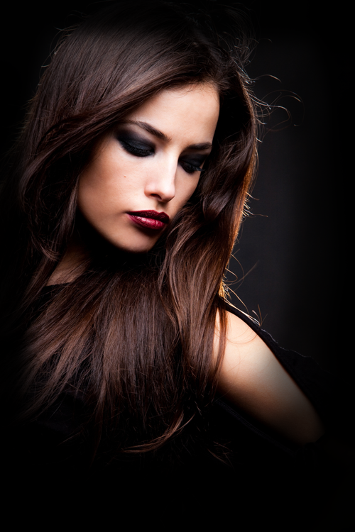 brunette hair salon model