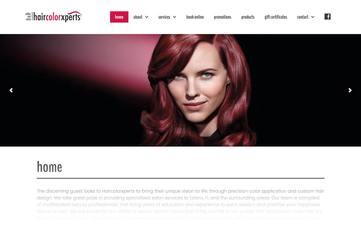 salon web design example